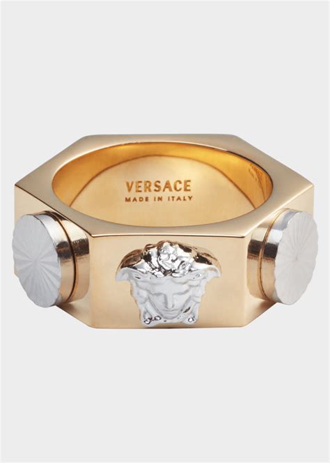 versace hexagon medusa ring|versace medusa head ring.